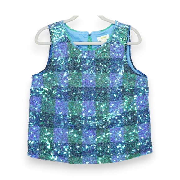 MAEVE by Anthropologie Amatheia Sequined Check Sleeveless Women's Top Size‎ 10 - Picture 1 of 8